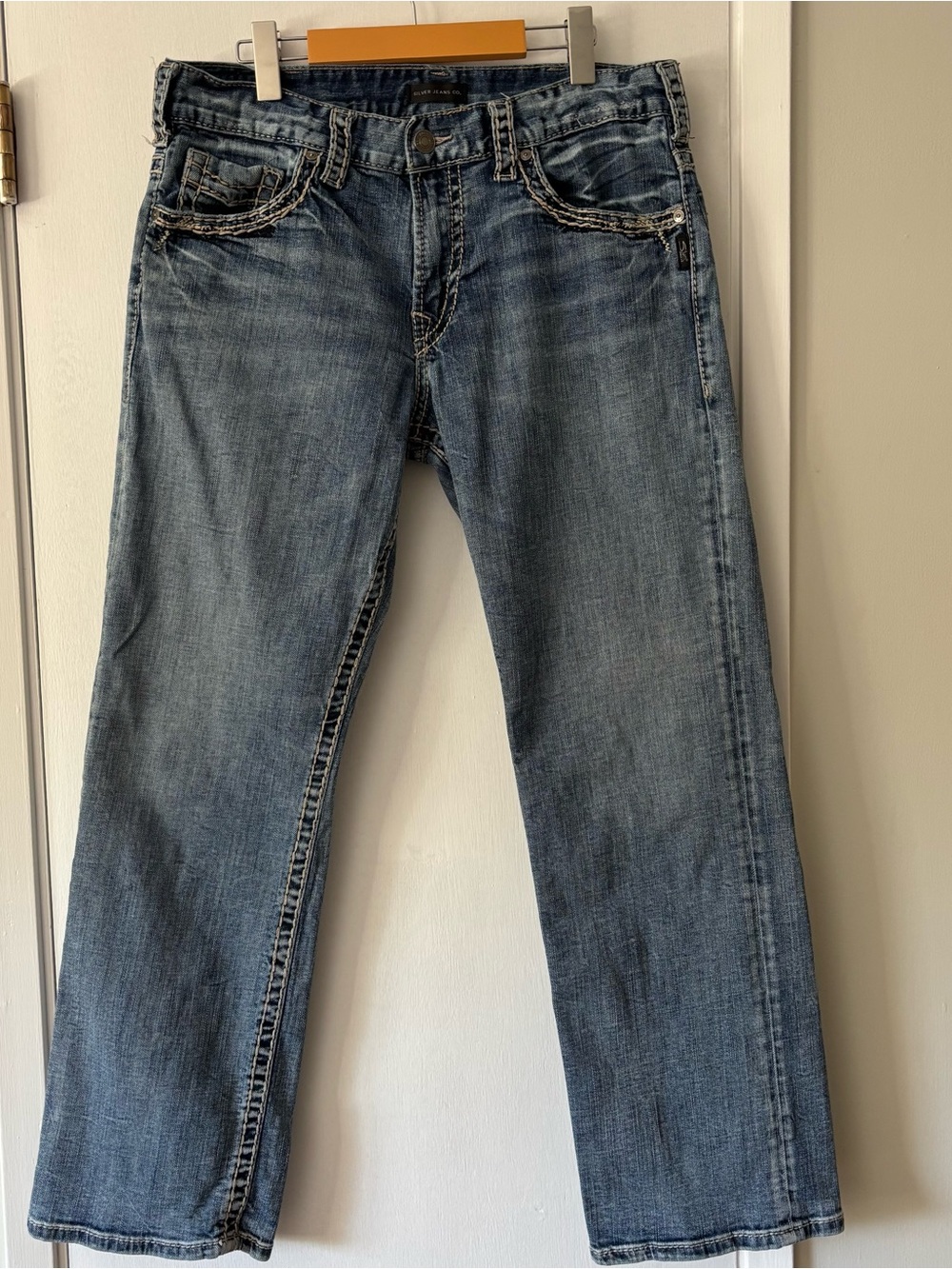 Silver Jeans Gordie Y2K Loose Jeans Contrast Stitch Embroidered Pockets W34 - Picture 3 of 12